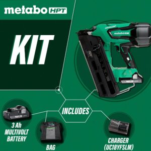 Metabo HPT Cordless Framing Nailer Kit, 18V, Brushless Motor, 2" Up To 3-1/2" Framing Nails, Compact 3.0 Ah Lithium Ion Battery, Lifetime Tool Warranty (NR1890DRS)