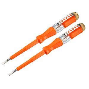 uxcell voltage tester ac 100-500v with 3mm slotted screwdriver with clip for circuit test, orange, pack of 2