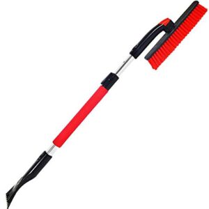 Parts Flix Mini Telescoping Snow Brush with Scraper and Foam Grip Handle (Colors May Vary)