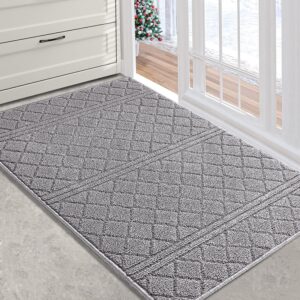 refetone indoor door mat, 24x36, non-slip absorbent resist dirt door rug, machine washable low-profile inside floor mat doormats for entryway, grey