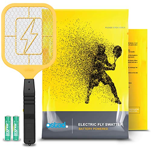 Ostad Electric Fly Swatter Racket – Bug Zapper Racquet – Handheld Bug, Insects, Fly & Mosquito Zapper Racket Killer for Indoor and Outdoor – AA Batteries Included