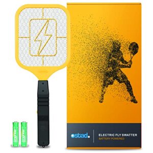 ostad bug zapper electric fly swatter racket - powerful handheld indoor outdoor pest control bug zapper killer - fly mosquito zapper, bee, wasp, flying insect killer 3500 volt - aa batteries included