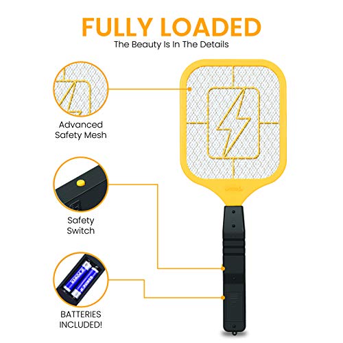 Ostad Bug Zapper Electric Fly Swatter Racket - Powerful Handheld Indoor Outdoor Pest Control Bug Zapper Killer - Fly Mosquito Zapper, Bee, Wasp, Flying Insect Killer 3500 Volt - AA Batteries Included