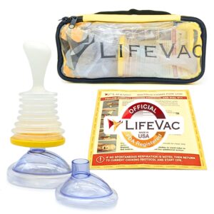 lifevac choking rescue device for kids and adults | portable airway assist & first aid choking device | yellow travel kit