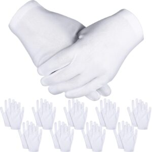 zhehao 48 pieces white gloves soft stretchy working gloves coin jewelry silver inspection gloves, stretchable lining gloves reusable mittens for women men