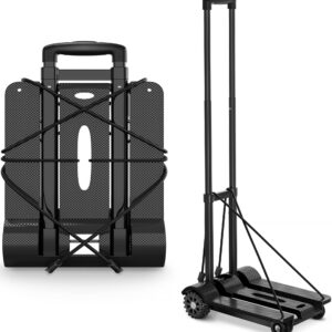 tomser Folding Hand Truck - 270 lbs Heavy Duty Dolly Cart for Moving Lightweight Utility Cart for Luggage Folding Cart with Wheels Collapsible Platform Cart for Travel Shopping Airport Office, Black