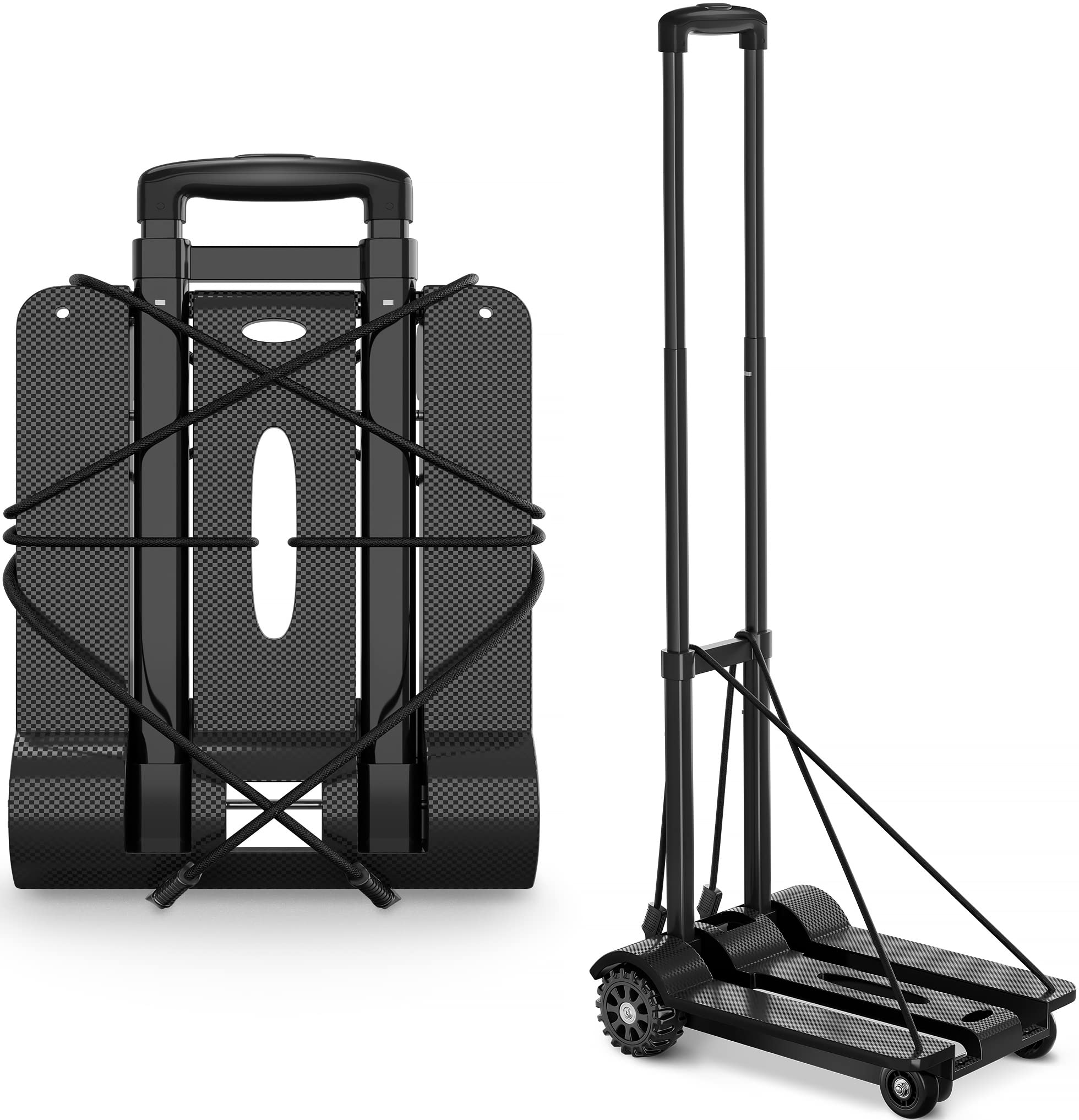 tomser Folding Hand Truck - 270 lbs Heavy Duty Dolly Cart for Moving Lightweight Utility Cart for Luggage Folding Cart with Wheels Collapsible Platform Cart for Travel Shopping Airport Office, Black