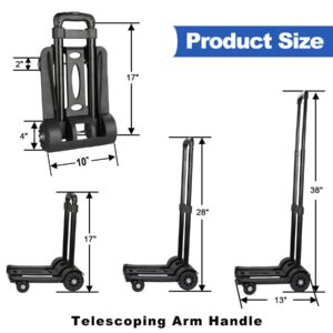 tomser Folding Hand Truck - 270 lbs Heavy Duty Dolly Cart for Moving Lightweight Utility Cart for Luggage Folding Cart with Wheels Collapsible Platform Cart for Travel Shopping Airport Office, Black