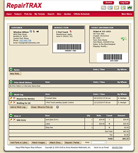 RepairTRAX Repair Shop Software