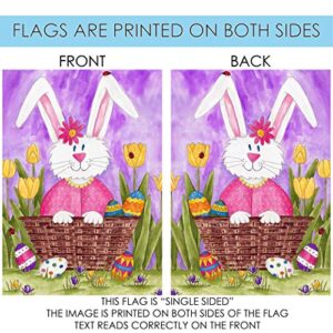 Toland Home Garden 1112307 Long Eared Bunny Easter Flag 12x18 Inch Double Sided Easter Garden Flag for Outdoor House Eggs Flag Yard Decoration