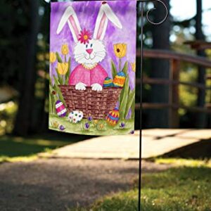 Toland Home Garden 1112307 Long Eared Bunny Easter Flag 12x18 Inch Double Sided Easter Garden Flag for Outdoor House Eggs Flag Yard Decoration