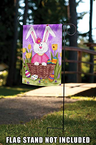 Toland Home Garden 1112307 Long Eared Bunny Easter Flag 12x18 Inch Double Sided Easter Garden Flag for Outdoor House Eggs Flag Yard Decoration