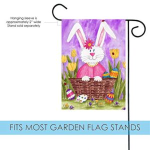 Toland Home Garden 1112307 Long Eared Bunny Easter Flag 12x18 Inch Double Sided Easter Garden Flag for Outdoor House Eggs Flag Yard Decoration