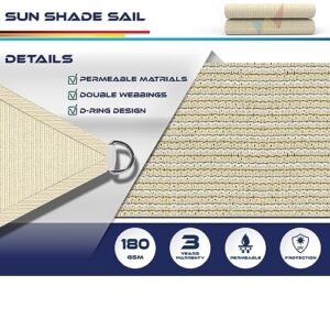 Windscreen4less 8' x 8' x 8' Sun Shade Sail Triangle Outdoor Canopy Cover UV Block for Backyard Porch Pergola Deck Garden Patio (Beige)