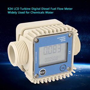 Turbine Meter, Professional K24 LCD Electrical Turbine Digital Gas Flow Meter Widely Used for Industrial Chemicals Liquid Water,Length 103MM
