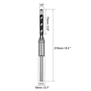 uxcell Square Hole Drill Bit, 1/2 Inch High-Carbon Steel Hollow Chisel Mortise Power Tool for Woodworking