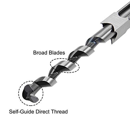 uxcell Square Hole Drill Bit, 1/2 Inch High-Carbon Steel Hollow Chisel Mortise Power Tool for Woodworking