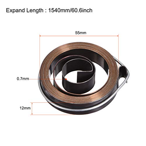 uxcell Drill Press Return Spring, Quill Spring Feed Return Coil Spring Assembly, 5Ft Long, 55mm x 12mm x 0.7mm