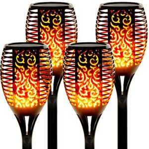 walensee solar lights outdoor upgraded 43"(4 pack) 96 led waterproof flickering flames torch lights outdoor solar spotlights landscape decoration lighting dusk to dawn auto on/off security torch light