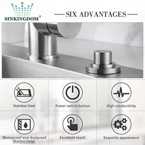 SINKINGDOM SinkTop Air Switch Kit (Long Full Brass Button) for Garbage Disposal, Cordless Brushed Nickel