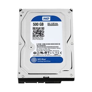 wd blue 500gb desktop hard disk drive - 7200 rpm sata 6 gb/s 16mb cache 3.5 inch - wd5000aakx (renewed)