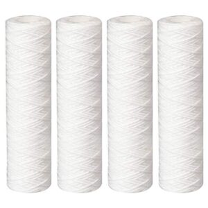 geekpure 10 inch pp wound string spun sediment replacement filter for reverse osmosis system- 2.5" x 10"-5 micron-4 pack