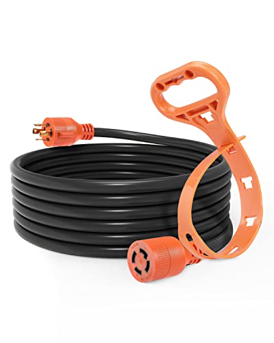 BougeRV 30 Amp 20 Ft Generator Power Cord 10 Gauge for Manual Transfer Switch Nema L14-30 Heavy Duty Electric Extension Wire 4 Prong 10 Gauge SJTW Cable 125/250V 7500 Watts