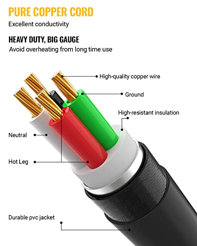 BougeRV 30 Amp 20 Ft Generator Power Cord 10 Gauge for Manual Transfer Switch Nema L14-30 Heavy Duty Electric Extension Wire 4 Prong 10 Gauge SJTW Cable 125/250V 7500 Watts