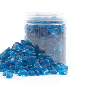 Reflective High Luster Fire Glass, Glass Gravel, Fire Glass Pebbles,Glass Beads Marbles Rocks Gems for Aquarium Garden Decoration, 6-9mm, 305g/0.67lbs (Aquamarine)