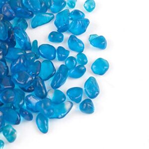 Reflective High Luster Fire Glass, Glass Gravel, Fire Glass Pebbles,Glass Beads Marbles Rocks Gems for Aquarium Garden Decoration, 6-9mm, 305g/0.67lbs (Aquamarine)