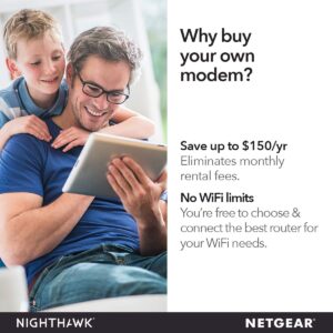 NETGEAR Nighthawk Cable Modem with Voice (CM1150) -  Certified for Xfinity by Comcast Internet & Voice Plans Up to 800Mbps | 2 Phone lines | 4 x 1G Ethernet ports | DOCSIS 3.1