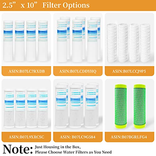 Geekpure 10-Inch Whole House Slim Water Filter Housing for 2.5" x 10" Filter - 3/4"NPT Brass Port - with Air Relief Valve-Blue