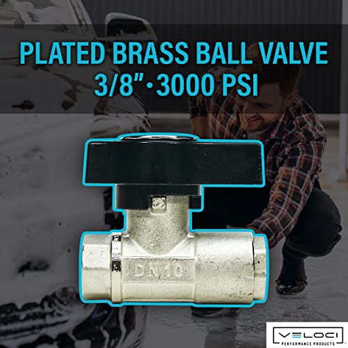 MTM Hydro Ball Valve for Pressure Washer Gun, Foam Cannons, High Pressure Power Washer Shut Off Valve Plated Brass 3/8” Female BSP 3000 PSI