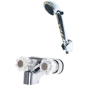 laguna brass 3210acp/4120cp rv replacement non-metallic two handle 4" tub diverter with matching hand-held shower set, chrome finish