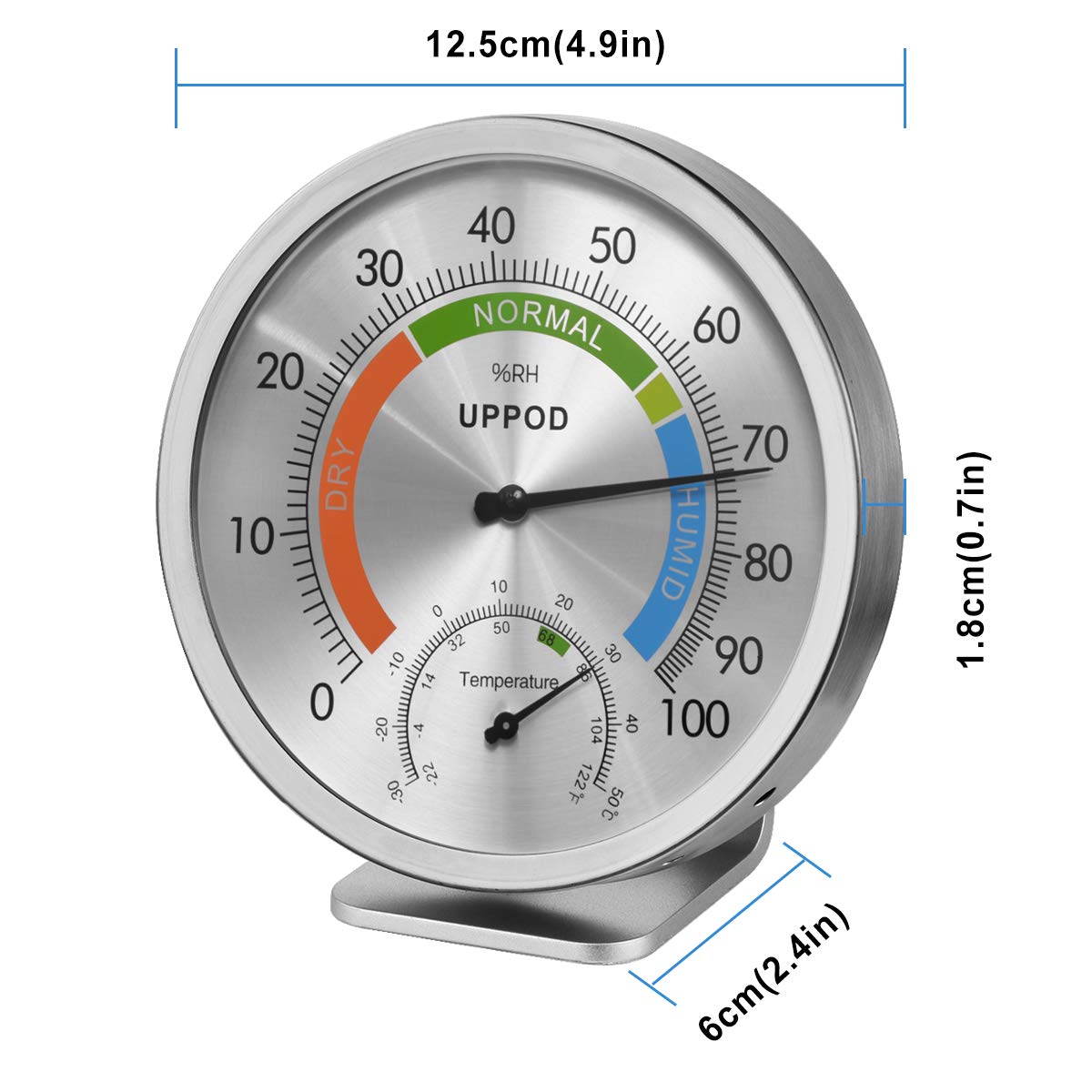 LittleGood 5" Indoor Outdoor Hygrometer/Thermometer, Humidity Gauge Indicator Temperature Humidity Monitor, Analog Hygrometer Humidor (English Version)