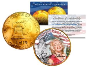 1976 marilyn monroe 24k gold plated ike dollar each coin serial numbered of 376