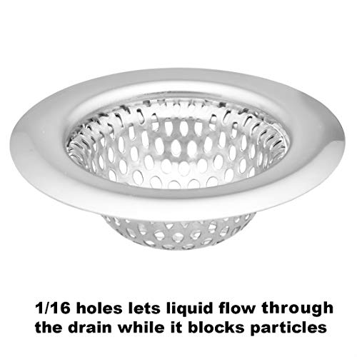 2 Pack - 2.25" Top / 1.25" Basket, Rust Proof Stainless Steel Bathroom Sink, Lavatory, Slop and Utility Sink Hair Catcher Drain Strainer Hair