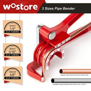 Wostore 180 Degree Tubing Bender for 1/4 5/16 and 3/8 Inch Copper Aluminum Thin Stainless Steel Red