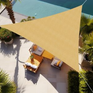 shade&beyond sun shade sail triangle 20'x20'x20' uv block for yard patio lawn garden deck sand color, (we make custom size)