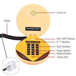 Hamburger Phone, Cheeseburger Burger Hamburger Phone Cute Telephones Landline Corded Phone Desktop Phone for Home Hotel Office Decoration Kids Gift