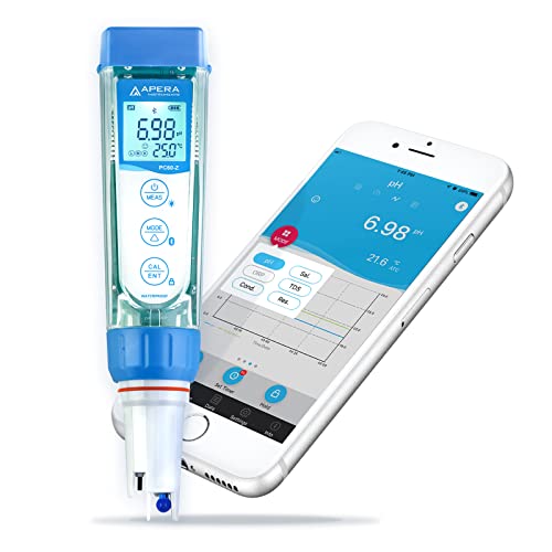 Apera Instruments, LLC-AI3719 PC60-Z Bluetooth Multi-Parameter Smart Tester Powered by ZenTest Mobile App, Measuring pH/Conductivity/TDS/Salinity/Resistivity/Temp.