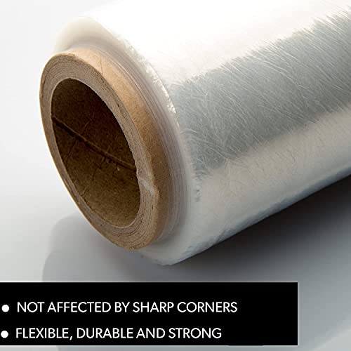 18" Stretch Film/Wrap 1500 feet 7 Layers 80 Gauge Industrial Strength up to 300% Stretch Clear Cling Durable Adhering Packing Moving Packaging Heavy Duty Shrink Film, Thick Plastic Packing Wrap– Clear 4 Pack