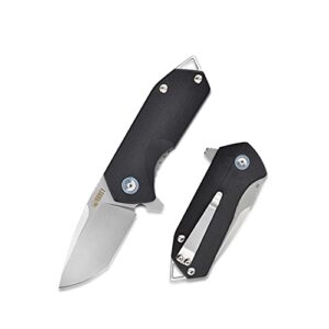 kubey campe ku203 folding pocket knife compact everyday carry with 2.4" tanto balde and g10 handle with flipper open for camping hunting and outdoor (black)