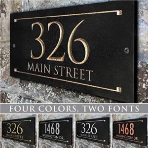 stone address plaque with engraved numbers. address sign made from solid, real stone.