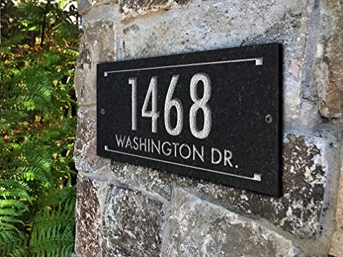 Stone Address Plaque With Engraved Numbers. Address Sign Made from solid, real stone.