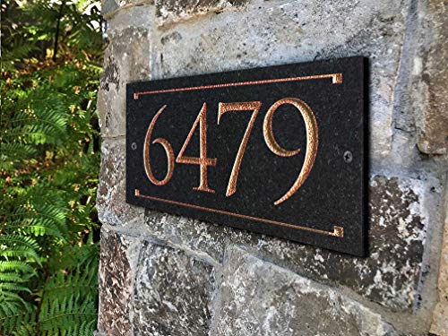 Stone Address Plaque With Engraved Numbers. Address Sign Made from solid, real stone.