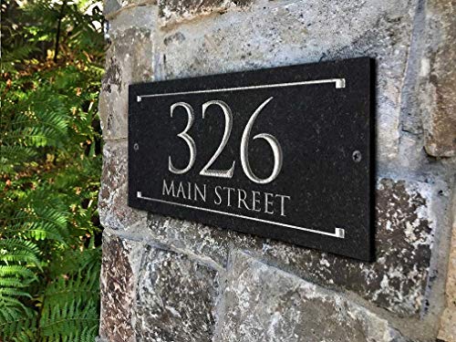 Stone Address Plaque With Engraved Numbers. Address Sign Made from solid, real stone.