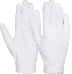 white cotton gloves, anezus 6 pairs cotton gloves large cloth gloves for women dry hands eczema moisturizing serving archival cleaning jewelry silver costume inspection