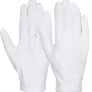 White Cotton Gloves, Anezus 6 Pairs Cotton Gloves Large Cloth Gloves for Women Dry Hands Eczema Moisturizing Serving Archival Cleaning Jewelry Silver Costume Inspection