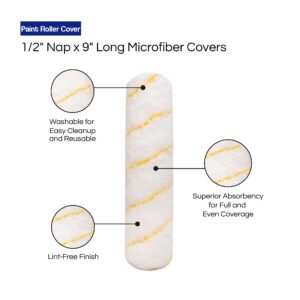 Pro Grade - Paint Roller Covers - 1/2 X 9 Inch Microfiber 5 Pack